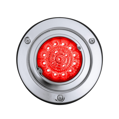 17 LED Dual Function Watermelon Reflector Light Sleeper Bunk Kit With 304 SS Bezel-Red LED/Red Lens