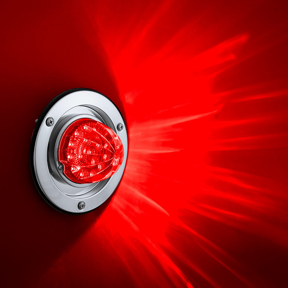 17 LED Dual Function Watermelon Reflector Light Sleeper Bunk Kit With 304 SS Bezel-Red LED/Red Lens