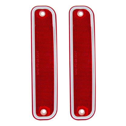 Side Marker Light With Stainless Steel Trim For 1973-80 Chevy Truck, Red Lens (Box of 2)