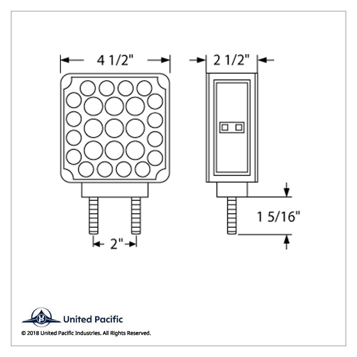 52 LED Double Stud Double Face Turn Signal Light (Passenger) - Amber & Red LED/Amber & Red Lens