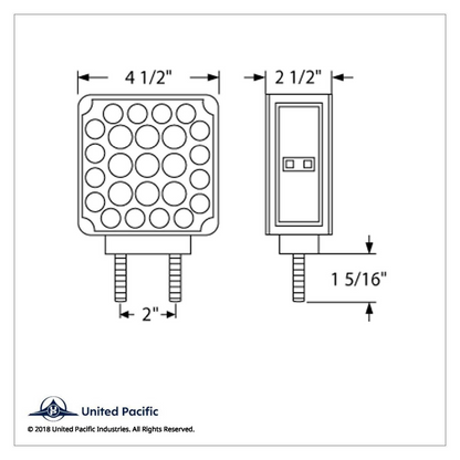 52 LED Double Stud Double Face Turn Signal Light (Passenger) - Amber & Red LED/Amber & Red Lens