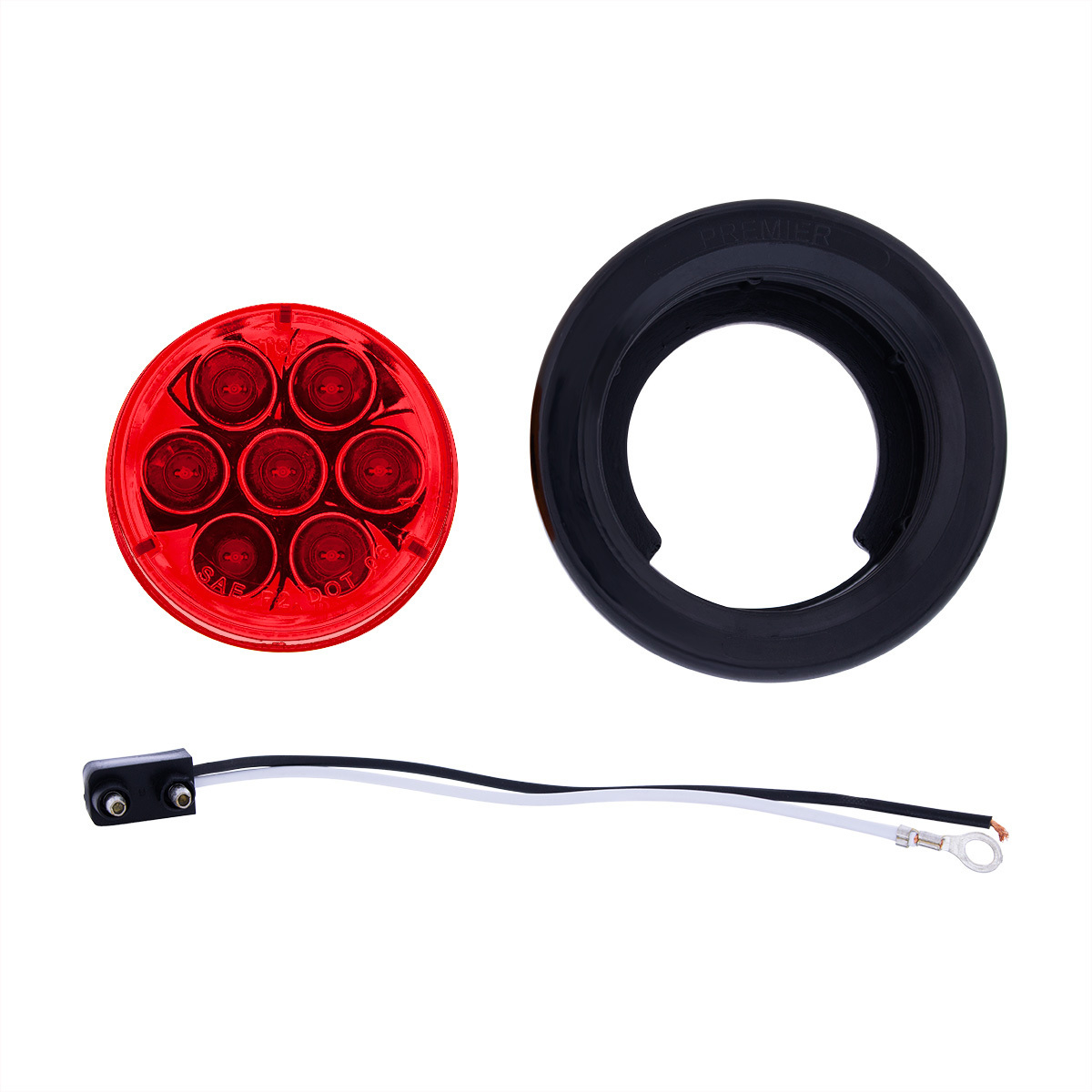7 LED 2" Round Light Kit (Clearance/Marker) - Red LED/Red Lens