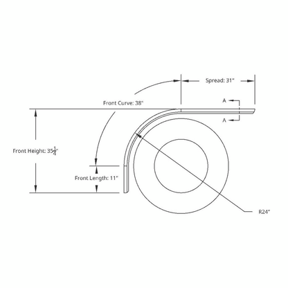 80" 430 Stainless Steel (16ga) Roll Formed Edge Smooth Half Fender/Long Drop - SS Series (Pair)