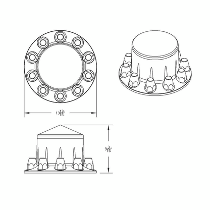 Pointed Rear Axle Cover With 33mm Standard Thread-On Nut Covers - Matte Black