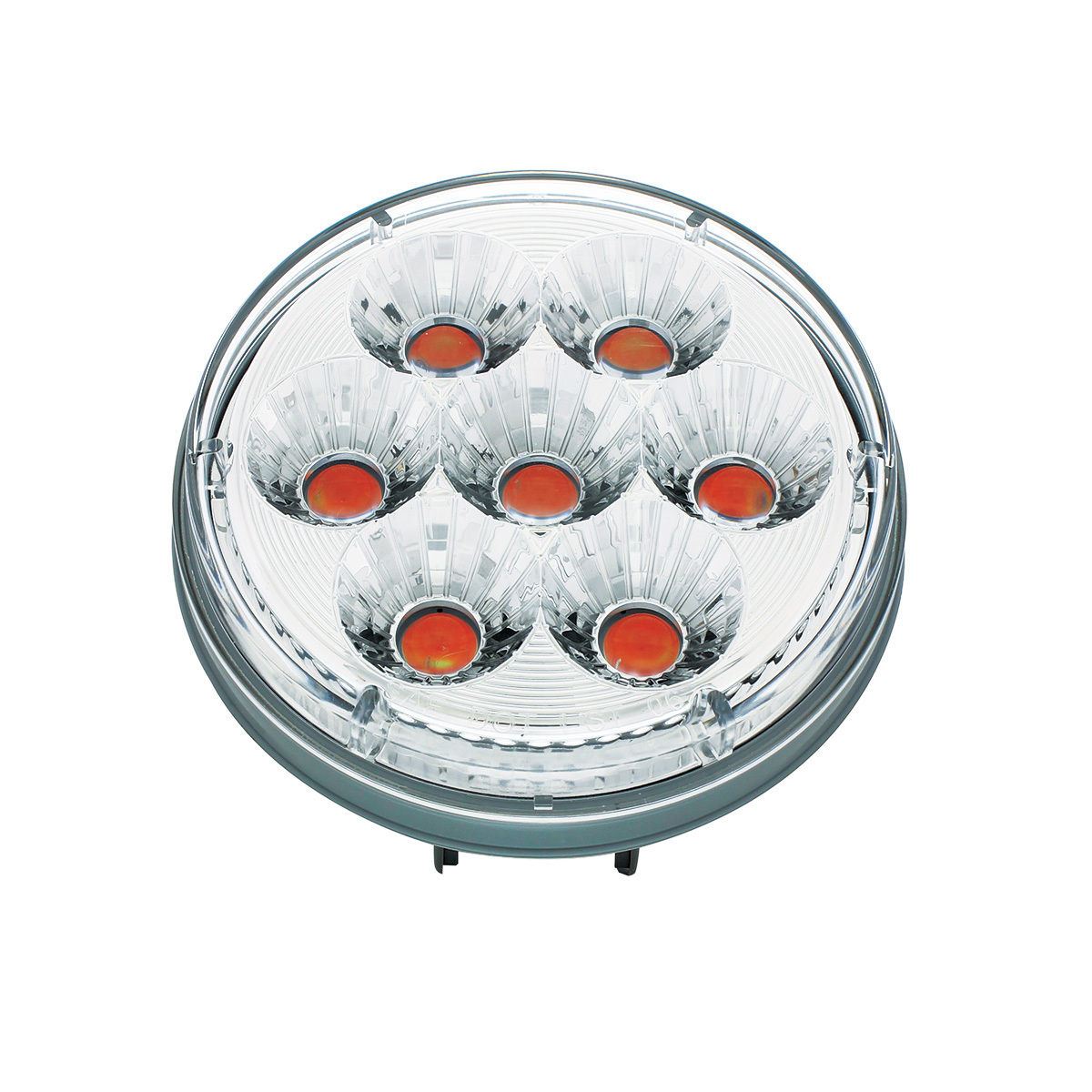 14 LED 4" Round Double Fury Light (Stop, Turn & Tail) - Red & White LED/Clear Lens