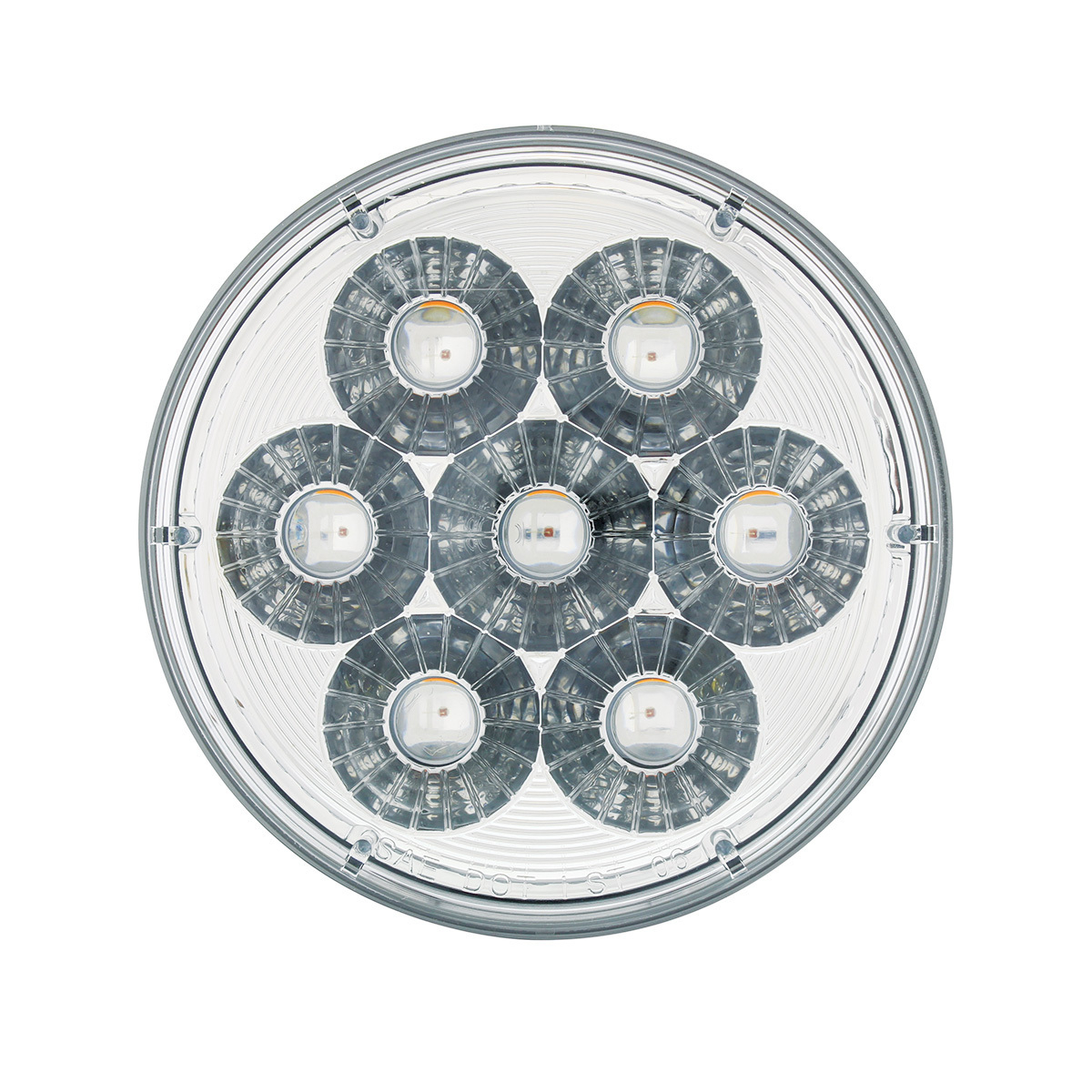14 LED 4" Round Double Fury Light (Stop, Turn & Tail) - Red & White LED/Clear Lens