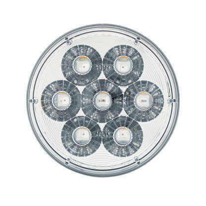 14 LED 4" Round Double Fury Light (Stop, Turn & Tail) - Red & White LED/Clear Lens