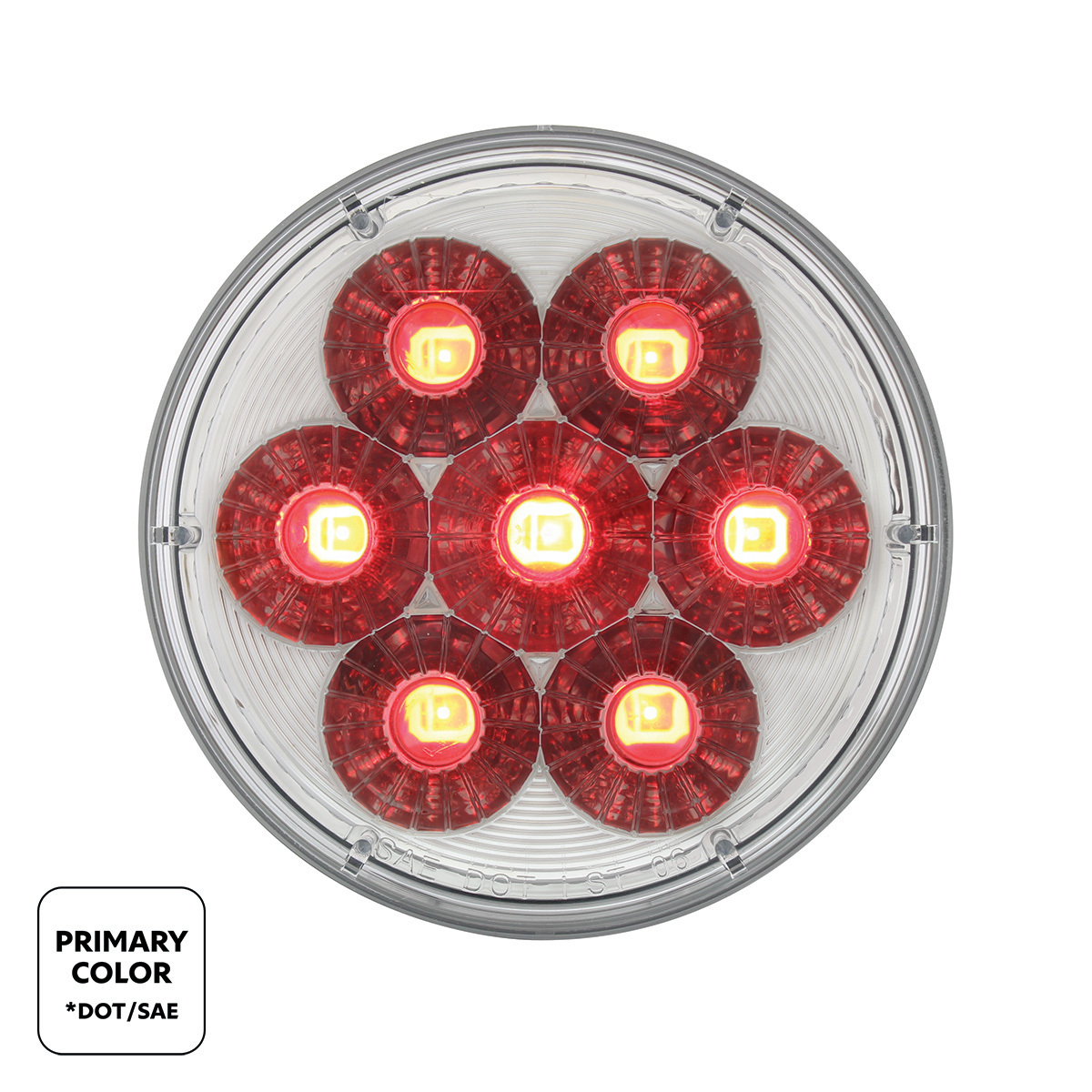 14 LED 4" Round Double Fury Light (Stop, Turn & Tail) - Red & White LED/Clear Lens