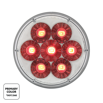 14 LED 4" Round Double Fury Light (Stop, Turn & Tail) - Red & White LED/Clear Lens
