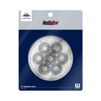 14 LED 4" Round Double Fury Light (Stop, Turn & Tail) - Red & White LED/Clear Lens