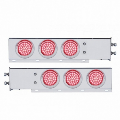2.5" Bolt Pattern Chrome Spring Loaded Bar W/6X 36 LED 4" Lights & Visors -Red LED & Lens (Pair)