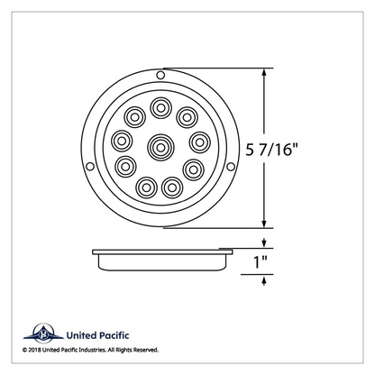 10 LED 4" Round Reflex Flange Mount Light (Stop, Turn & Tail) - Red LED/Red Lens (Bulk)
