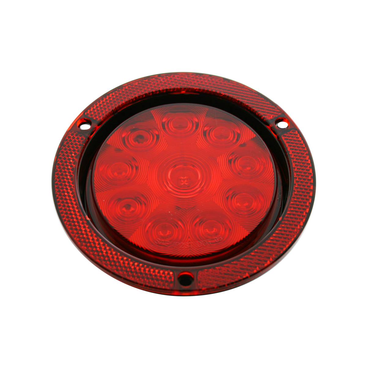 10 LED 4" Round Reflex Flange Mount Light (Stop, Turn & Tail) - Red LED/Red Lens (Bulk)