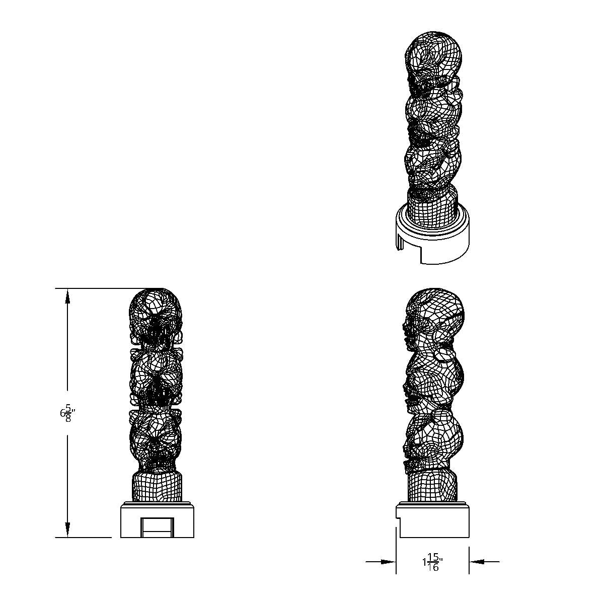 Thread-On 3-Skull Gearshift Knob With Adapter For Eaton-Fuller 13/15/18 Speed Shifter- Chrome