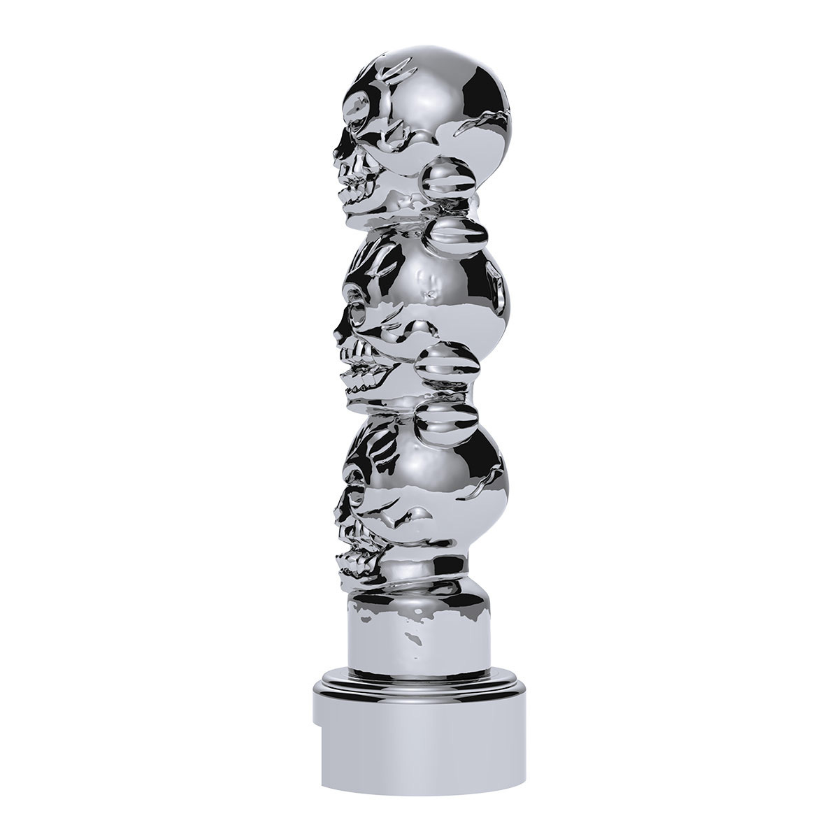 Thread-On 3-Skull Gearshift Knob With Adapter For Eaton-Fuller 13/15/18 Speed Shifter- Chrome