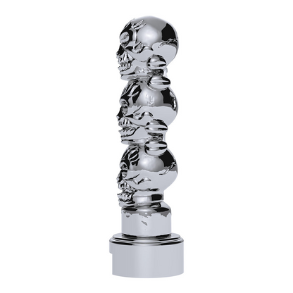 Thread-On 3-Skull Gearshift Knob With Adapter For Eaton-Fuller 13/15/18 Speed Shifter- Chrome