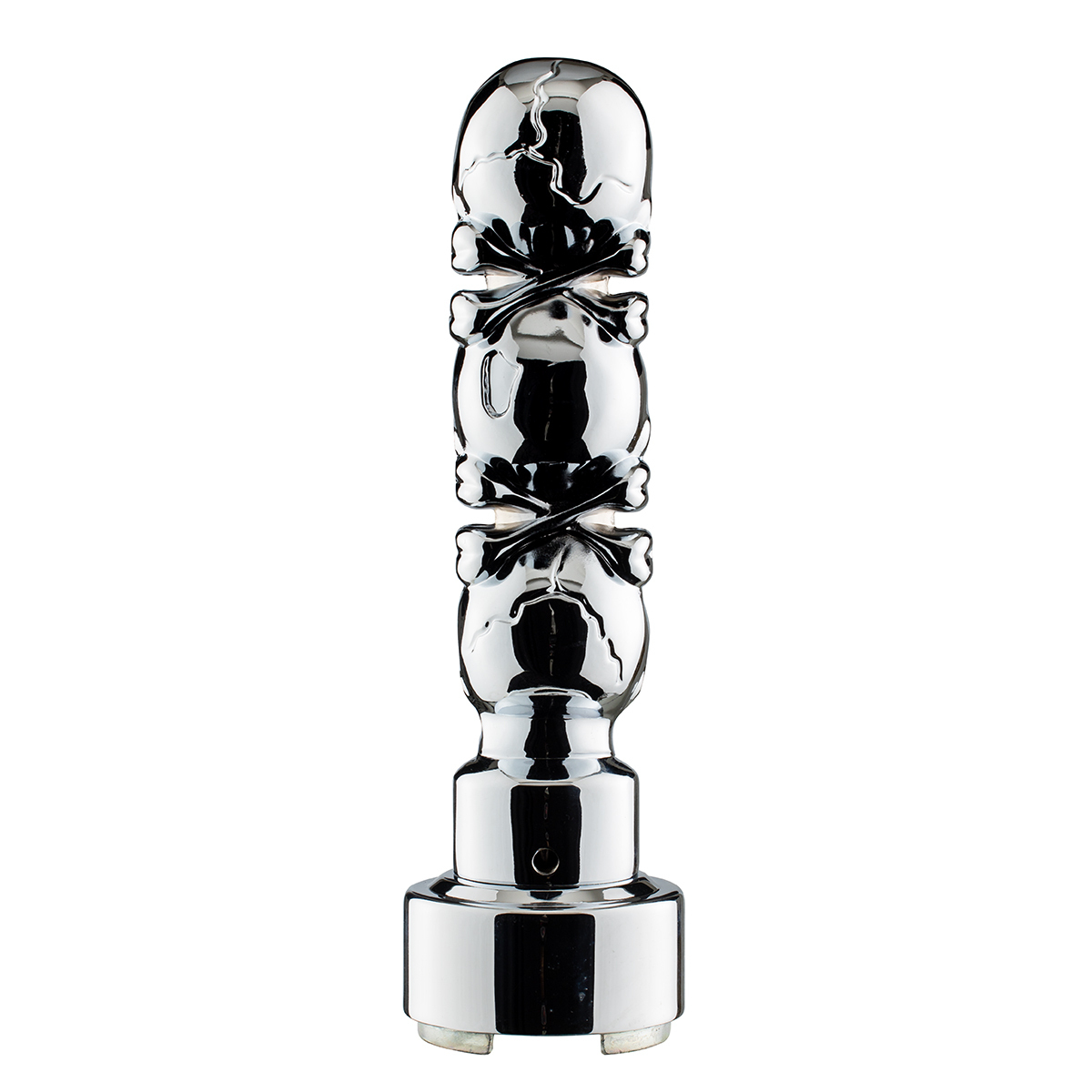 Thread-On 3-Skull Gearshift Knob With Adapter For Eaton-Fuller 13/15/18 Speed Shifter- Chrome