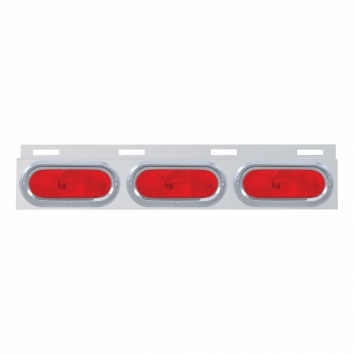 Stainless Top Mud Flap Plate With 3 Oval Lights & Visor - Red Lens (Each)
