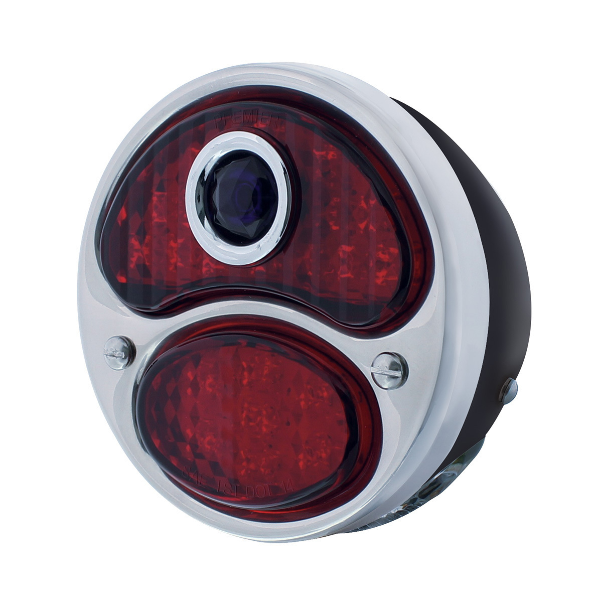 LED 12V Tail Light Assembly With Black Housing & Blue Dot For 1928-31 Ford Model A - L/H