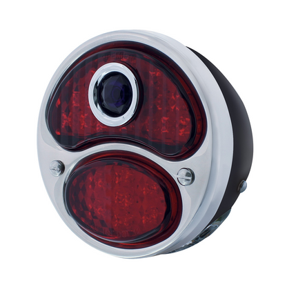 LED 12V Tail Light Assembly With Black Housing & Blue Dot For 1928-31 Ford Model A - L/H