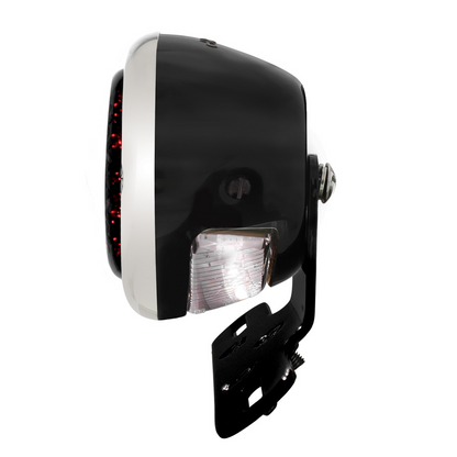 Black Motorcycle Rear Fender LP Bracket With 1933-36 Ford Style LED Tail Light