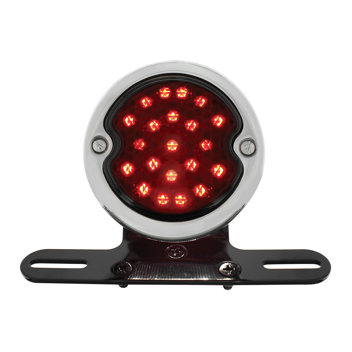 Black Motorcycle Rear Fender LP Bracket With 1933-36 Ford Style LED Tail Light