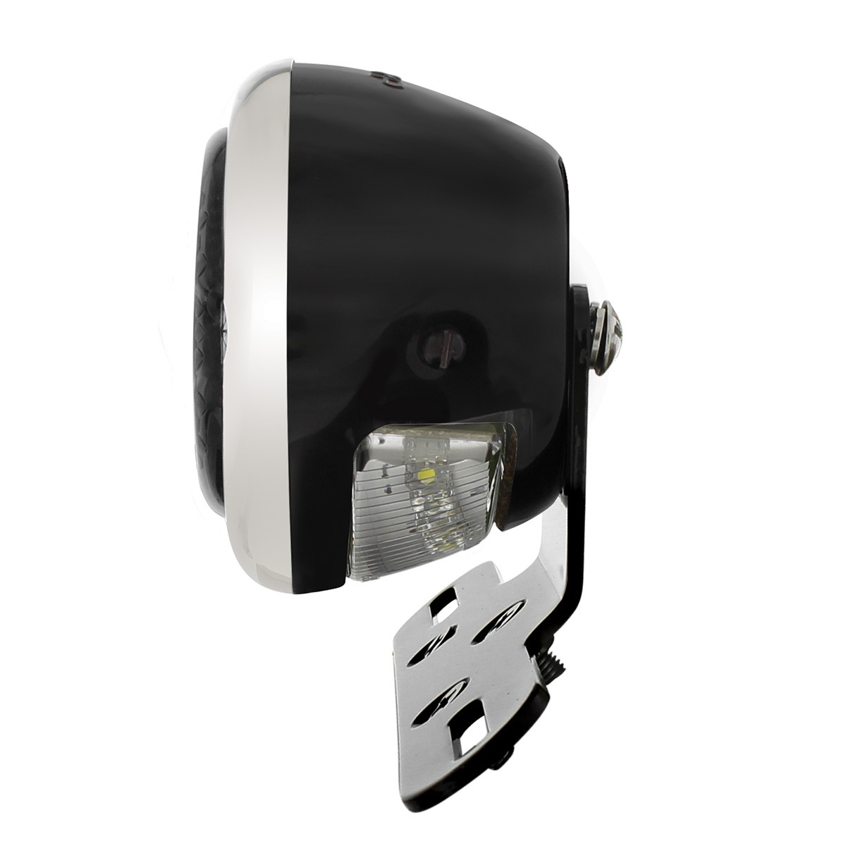 Black Motorcycle Rear Fender LP Bracket With 1933-36 Ford Style LED Tail Light