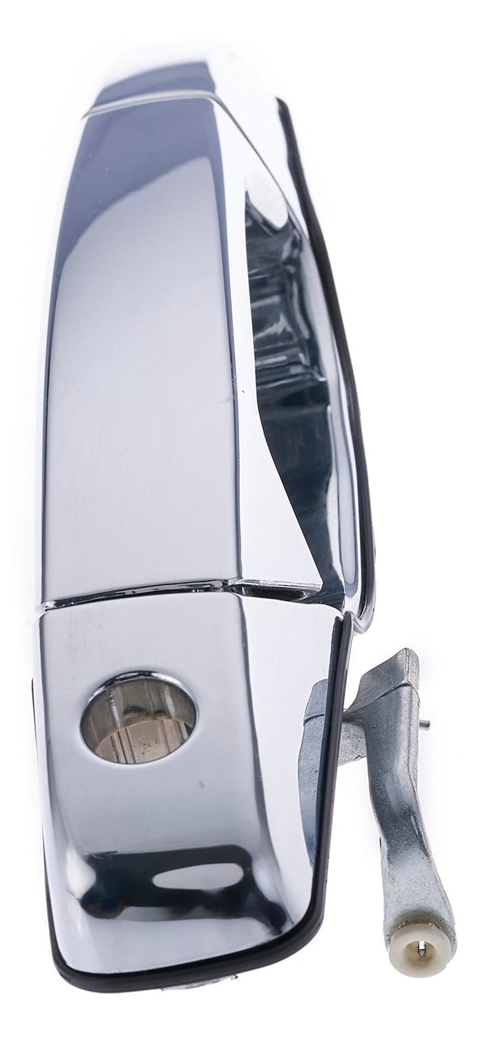 Exterior Door Handle Front LH, Front RH, Rear LH, Rear RH Plastic All Chrome for 2007-2013 Chevrolet Avalanche Tahoe Suburban Silverado; 2007-2013 GMC Yukon Sierra; 2007-2013 Cadillac Escalade