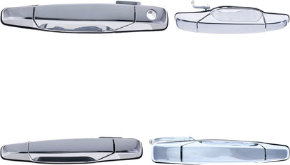 Exterior Door Handle Front LH, Front RH, Rear LH, Rear RH Plastic All Chrome for 2007-2013 Chevrolet Avalanche Tahoe Suburban Silverado; 2007-2013 GMC Yukon Sierra; 2007-2013 Cadillac Escalade