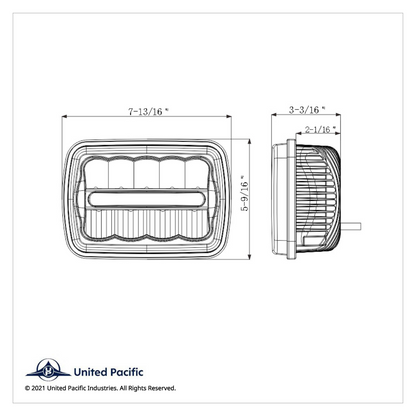 ULTRALIT - 9 High Power LED 5" X 7`" Rectangular Light With White Position Light Bar