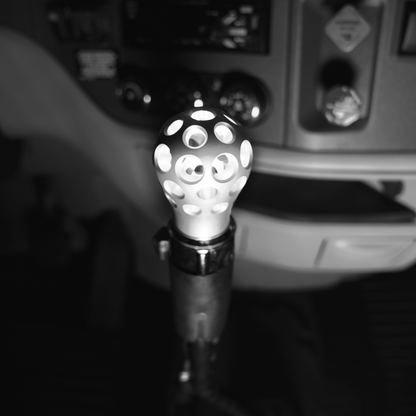 Thread-On Annodized Phoenix Ball Gearshift Knob With LED 13/15/18 Speed Adapter-White LED