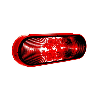 3 LED 6" Oval Light (Stop, Turn, & Tail)- Red LED/Red Lens