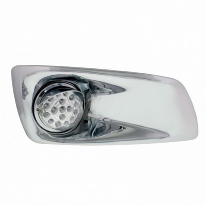 Fog Light Cover With 17 Amber LED Clear Style Reflector Light & Visor For 2007-17 KW T660- Passenger -Clear Lens