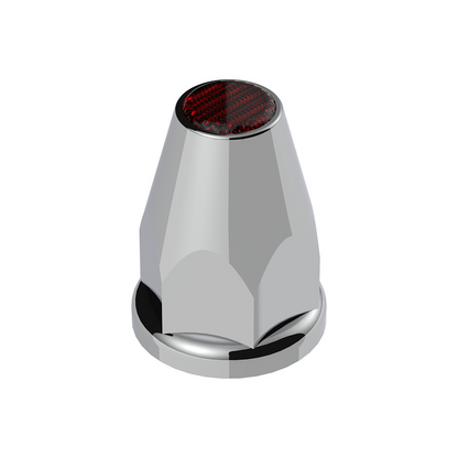 33mm X 2-3/4" Chrome Plastic Nut Covers With Flange - Push-On -Amber Reflector (Color Box of 20)