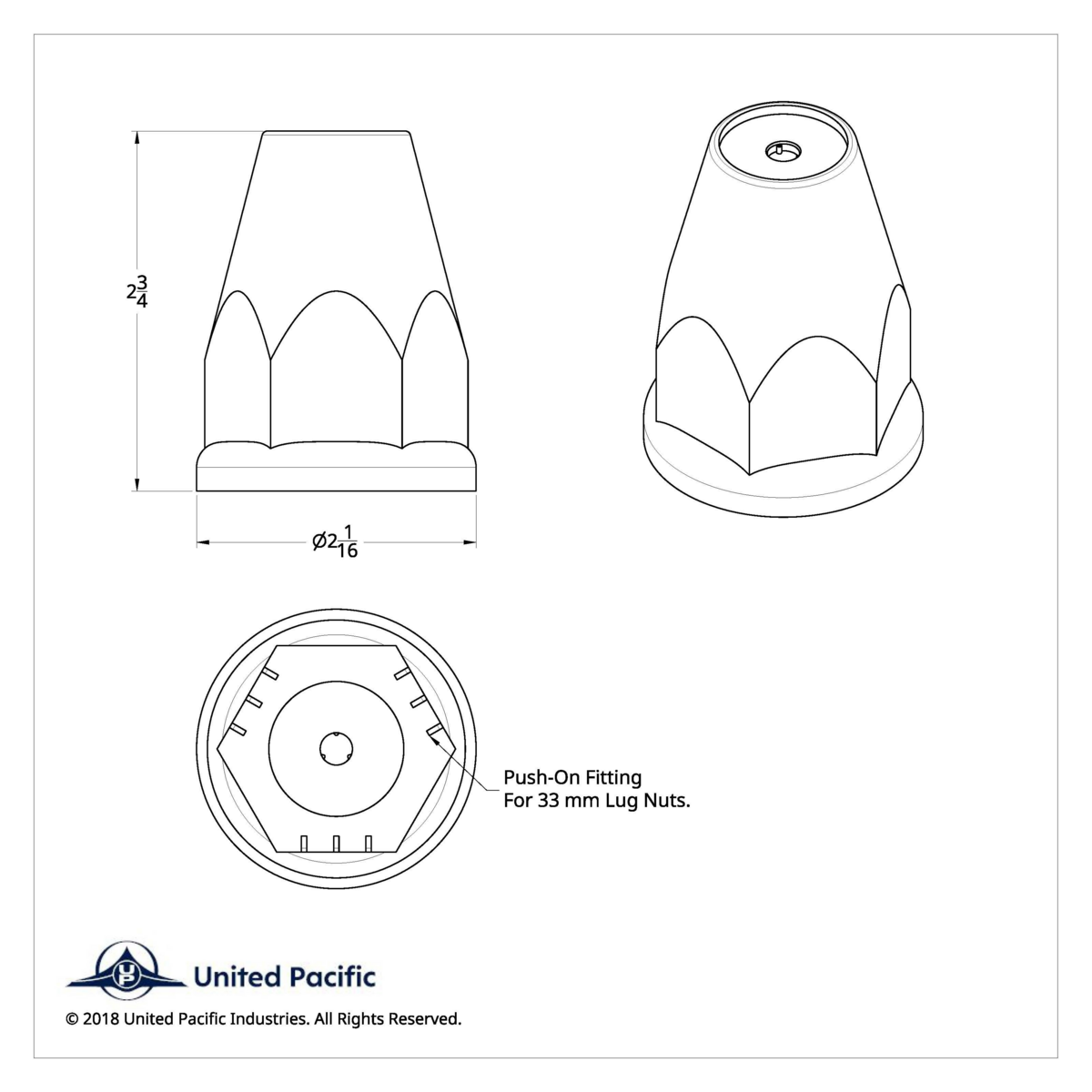 33mm X 2-3/4" Chrome Plastic Nut Covers With Flange - Push-On -Amber Reflector (Color Box of 20)