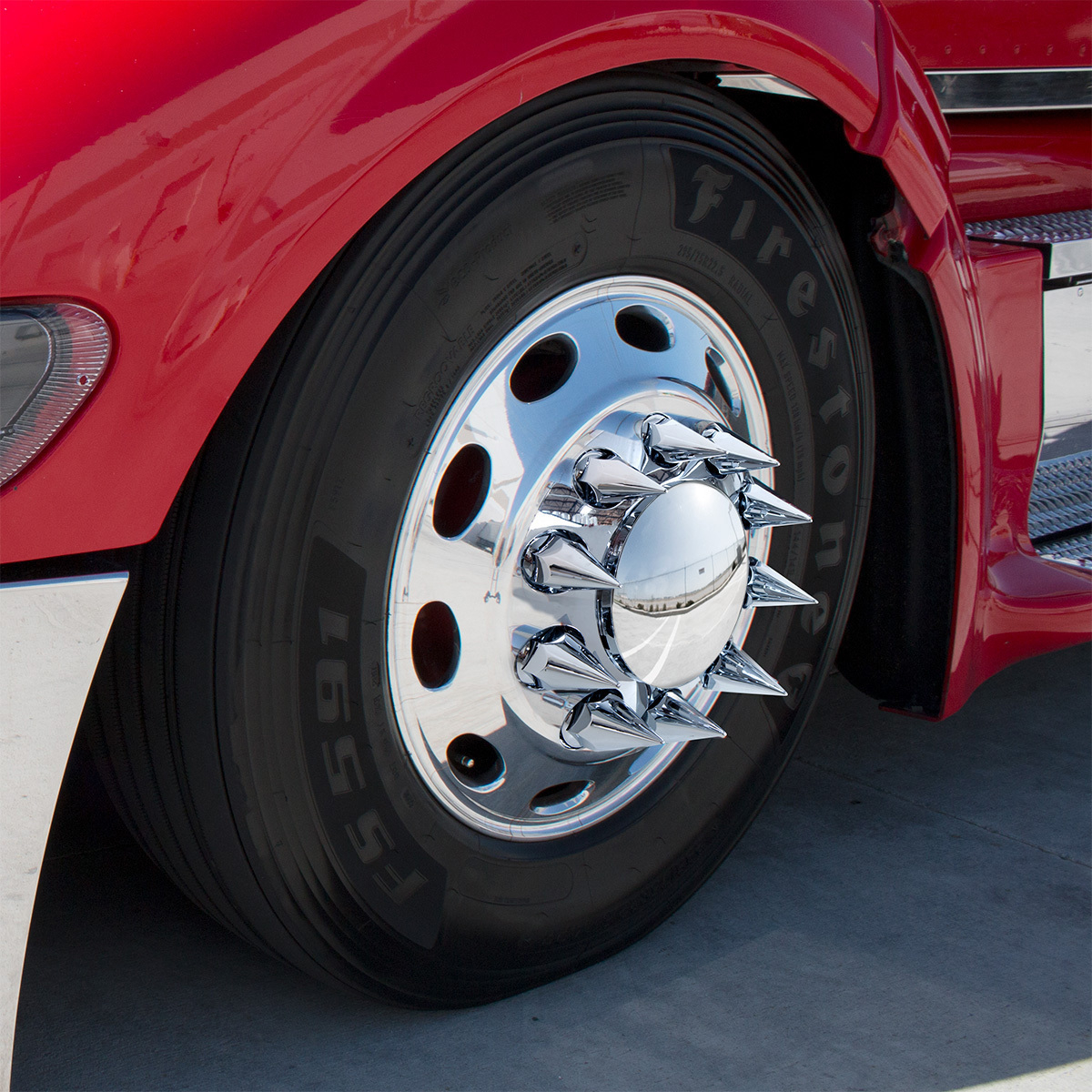 Dome Axle Cover Combo Kit With 33mm Spike Thread-On Nut Covers & Nut Cover Tool - Chrome