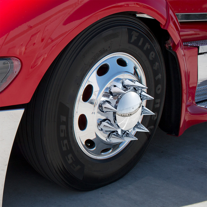 Dome Axle Cover Combo Kit With 33mm Spike Thread-On Nut Covers & Nut Cover Tool - Chrome