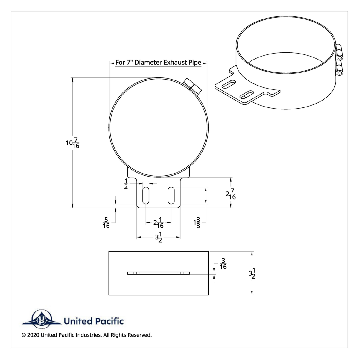 8" Stainless Butt Joint Exhaust Clamp - Straight Bracket