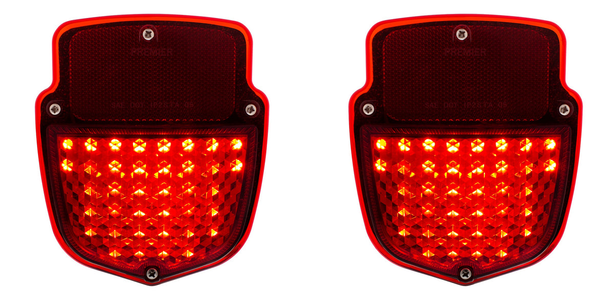 38 LED Tail Light Assembly With 12 LED License Plate Light & SS Housing For 1953-56 Ford Truck - L/H; 38 LED Tail Light Assembly With SS Housing For 1953-56 Ford Truck - R/H (2pcs)