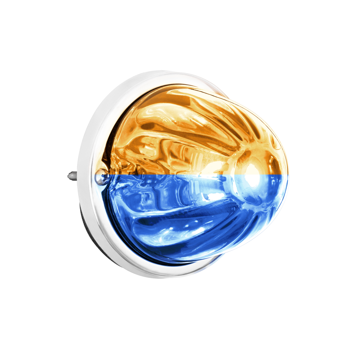 360-Degree Double Fury LED Bulb Glass Watermelon Flush Mount Kit-Amber & Blue LED