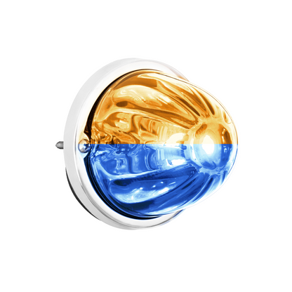 360-Degree Double Fury LED Bulb Glass Watermelon Flush Mount Kit-Amber & Blue LED