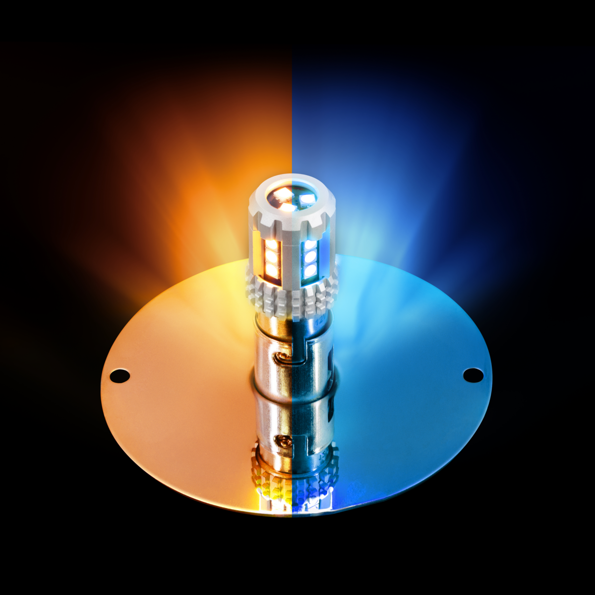 360-Degree Double Fury LED Bulb Glass Watermelon Flush Mount Kit-Amber & Blue LED