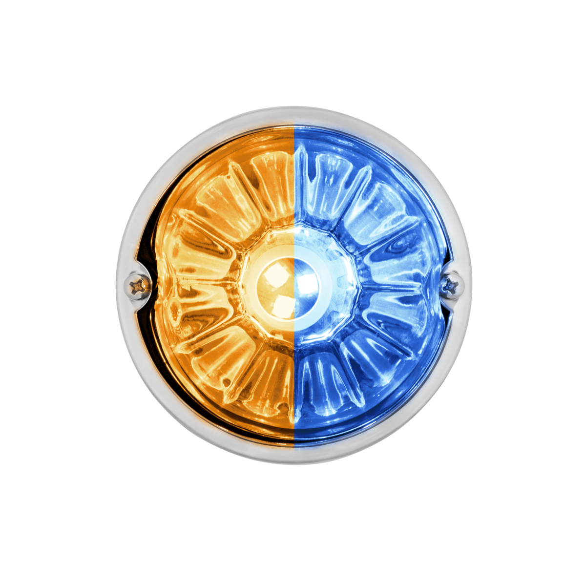 360-Degree Double Fury LED Bulb Glass Watermelon Flush Mount Kit-Amber & Blue LED
