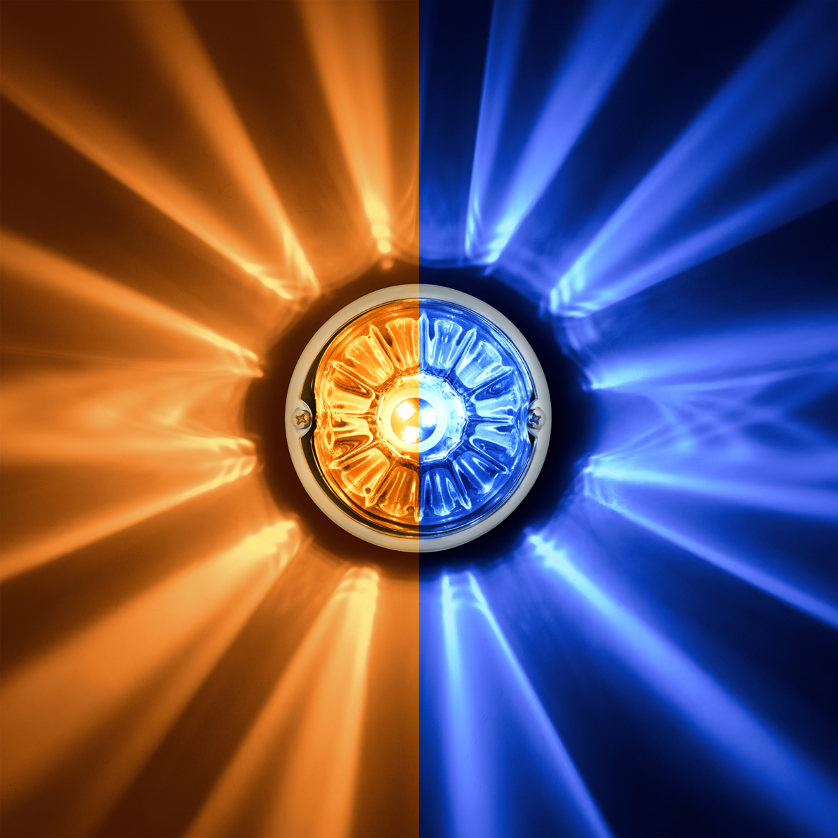 360-Degree Double Fury LED Bulb Glass Watermelon Flush Mount Kit-Amber & Blue LED