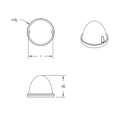 17 LED Watermelon Flush Mount Kit With Low Profile Bezel - Red LED/Clear Lens