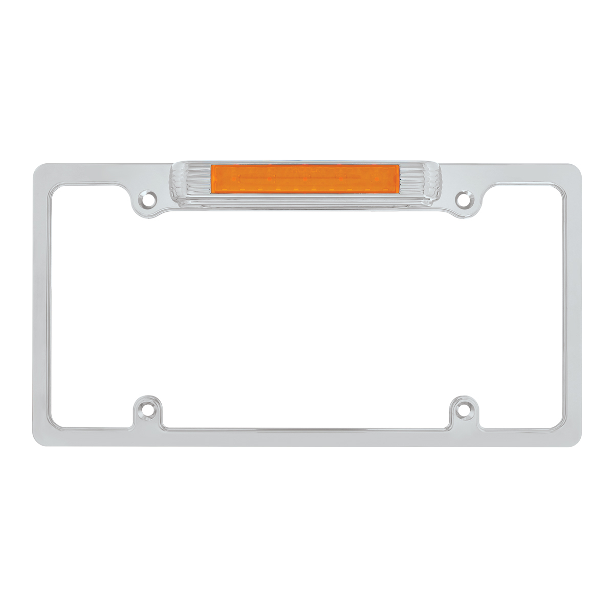 Chrome License Plate Frame With Auxiliary Light - Amber LED/Amber Lens