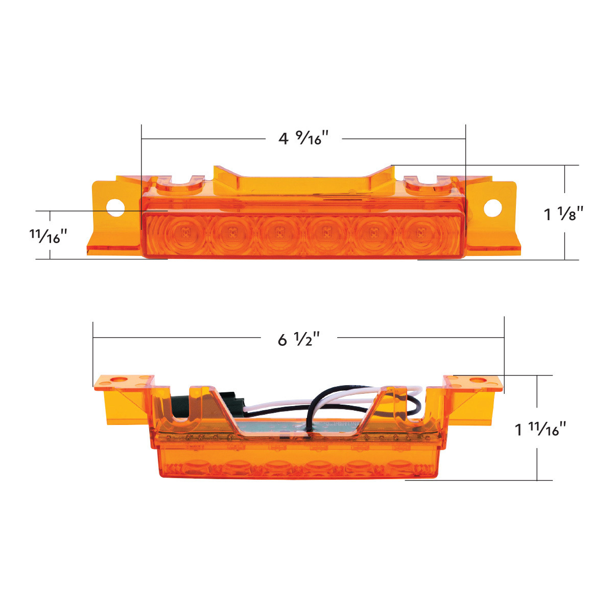 6 LED Competition Series Exterior Visor Light For 1996-2024 Volvo VNL-Amber LED/Amber Lens