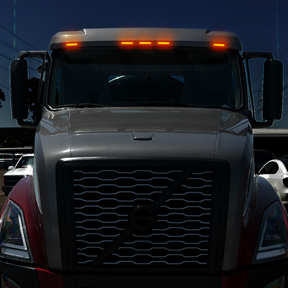 6 LED Competition Series Exterior Visor Light For 1996-2024 Volvo VNL-Amber LED/Amber Lens