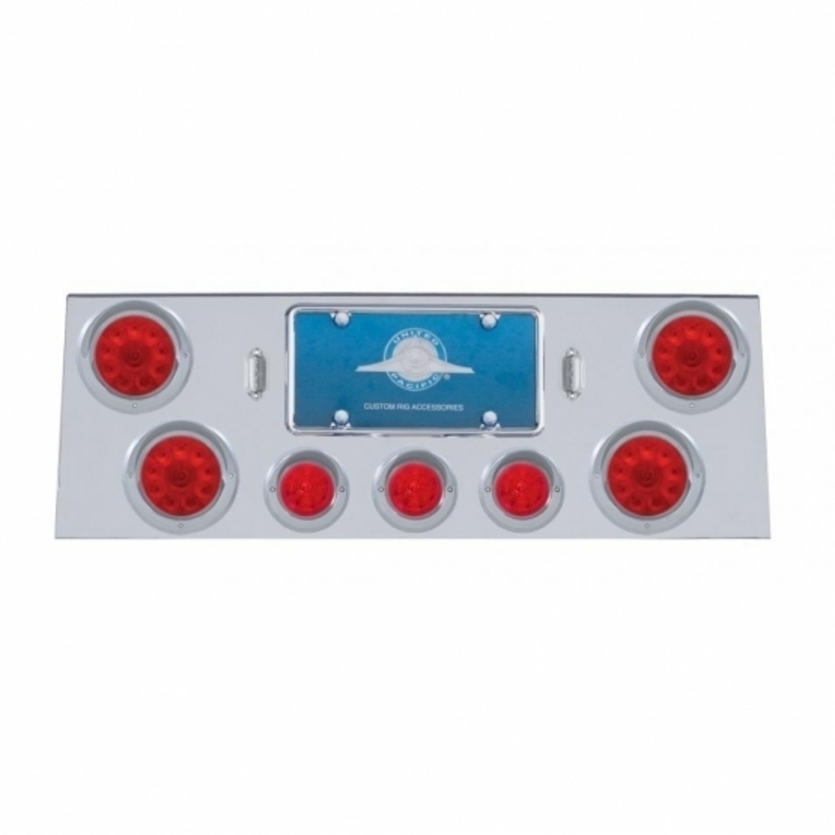SS Rear Center Panel With 4X 10 LED 4" Light & 3X 13 LED 2.5" Beehive Light+Visor-Red LED & Lens