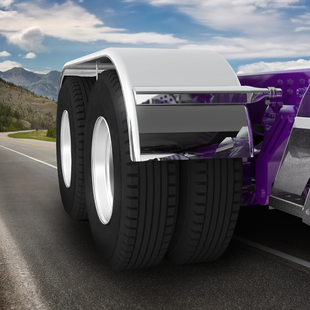 120" 430 Stainless Steel (16ga) Roll Formed Edge Smooth Full Fender 54" Spread - SS Series (Pair)